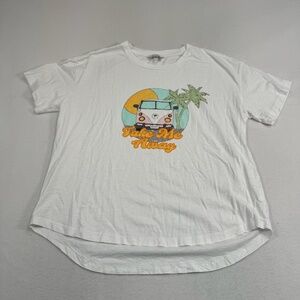 Wildfox Take Me Away Tshirt Womens Size XL White Summer Vacation
